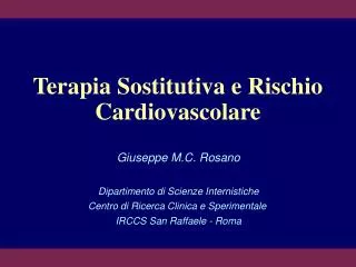 Terapia Sostitutiva e Rischio Cardiovascolare