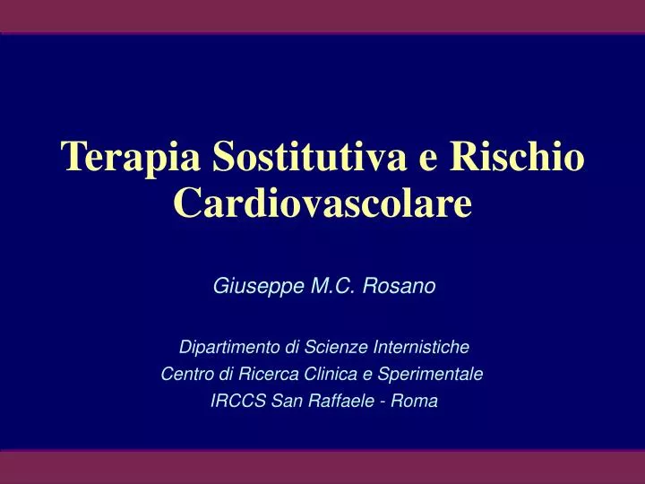 terapia sostitutiva e rischio cardiovascolare