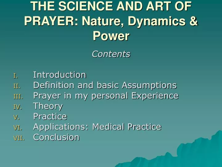 the science and art of prayer nature dynamics power