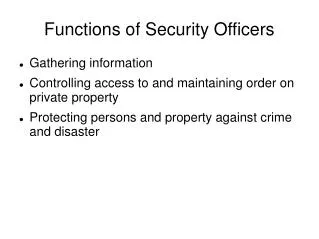 Functions of Security Officers
