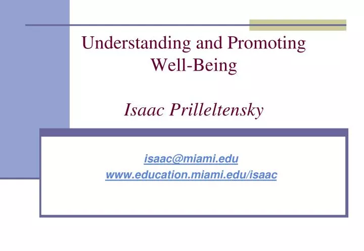 understanding and promoting well being isaac prilleltensky