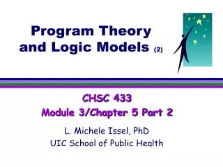 Program Theory and Logic Models (2)