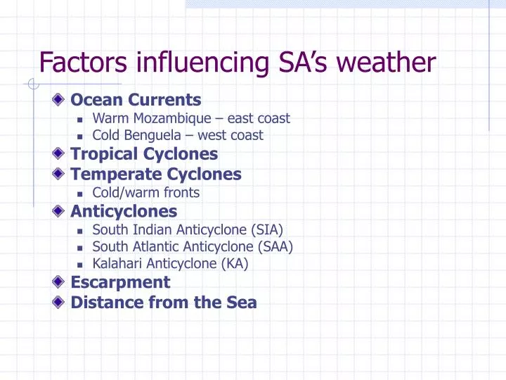 factors influencing sa s weather