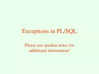 Exceptions in PL/SQL