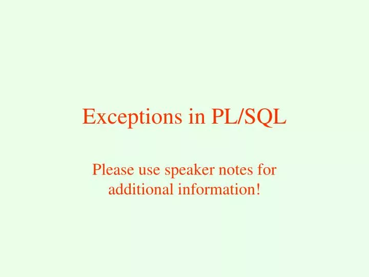 exceptions in pl sql