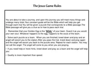 The Jesus Game Rules