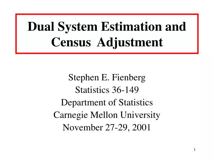 dual system estimation and census adjustment