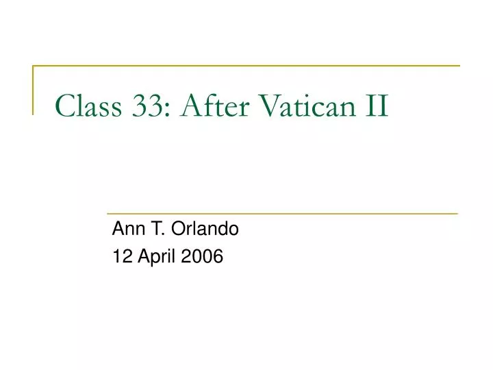 class 33 after vatican ii