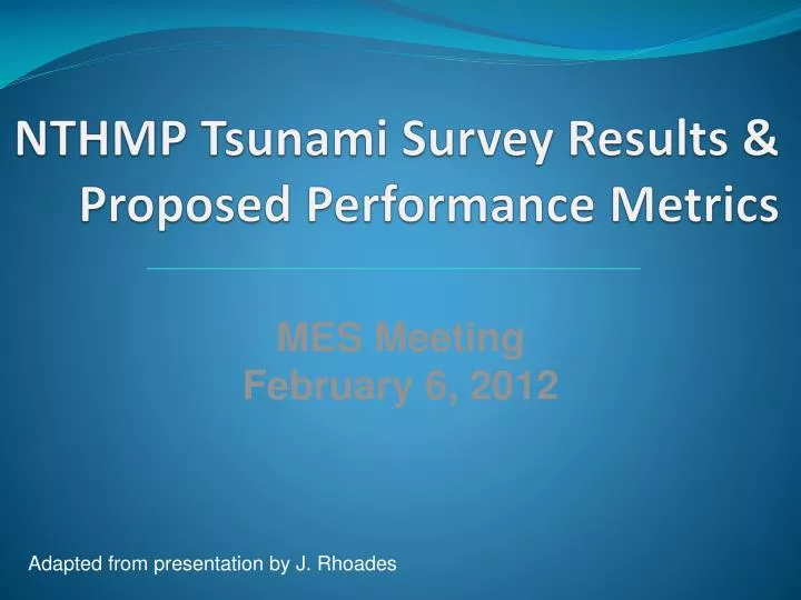 nthmp tsunami survey results proposed performance metrics