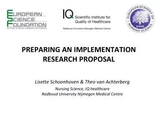 PREPARING AN IMPLEMENTATION RESEARCH PROPOSAL