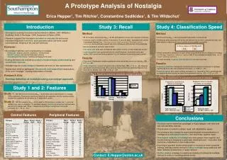 A Prototype Analysis of Nostalgia Erica Hepper 1 , Tim Ritchie 2 , Constantine Sedikides 1 , &amp; Tim Wildschut 1