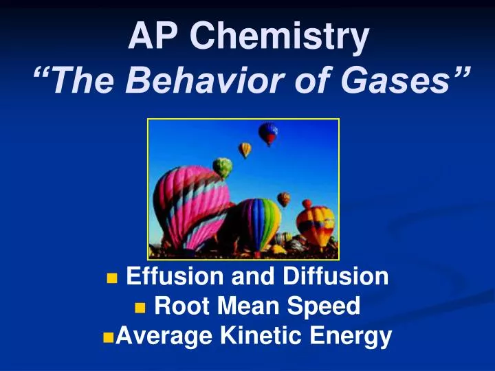 ap chemistry the behavior of gases