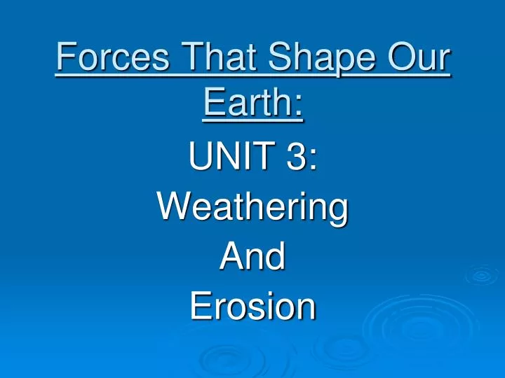forces that shape our earth