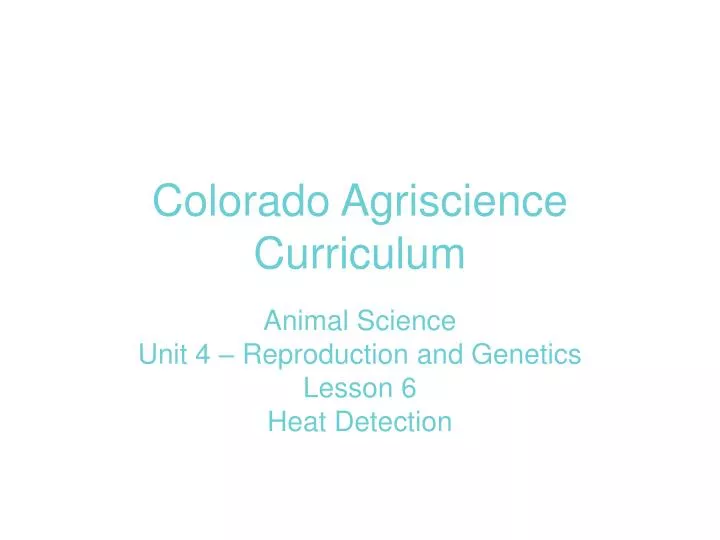 colorado agriscience curriculum