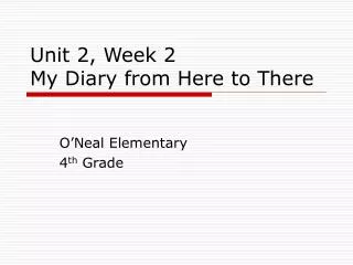 Unit 2, Week 2 My Diary from Here to There