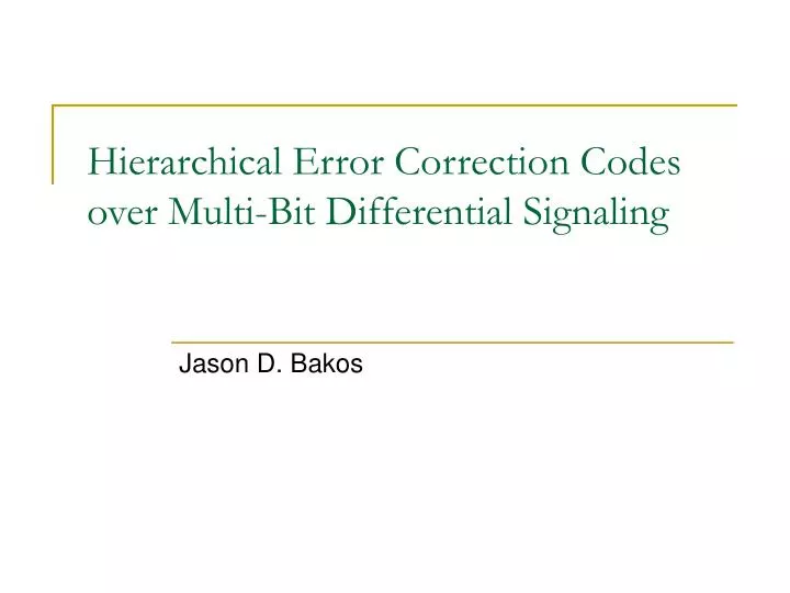 hierarchical error correction codes over multi bit differential signaling