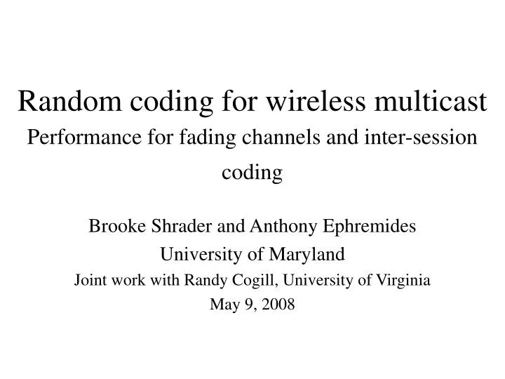 random coding for wireless multicast