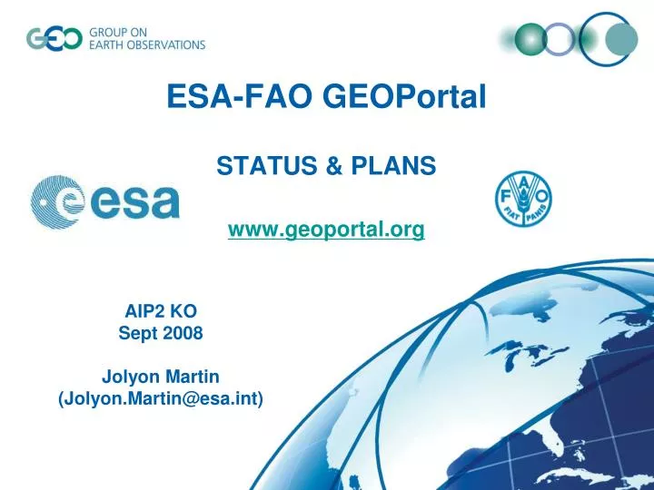 esa fao geoportal status plans www geoportal org