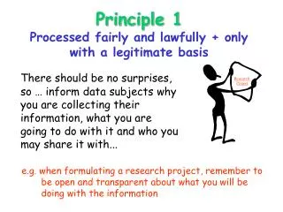 Principle 1 Processed fairly and lawfully + only with a legitimate basis