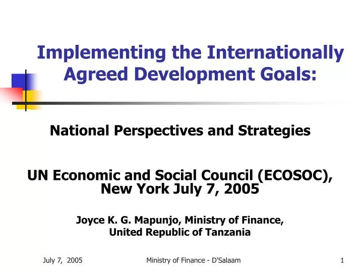 implementing the internationally agreed development goals