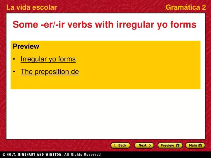 some er ir verbs with irregular yo forms