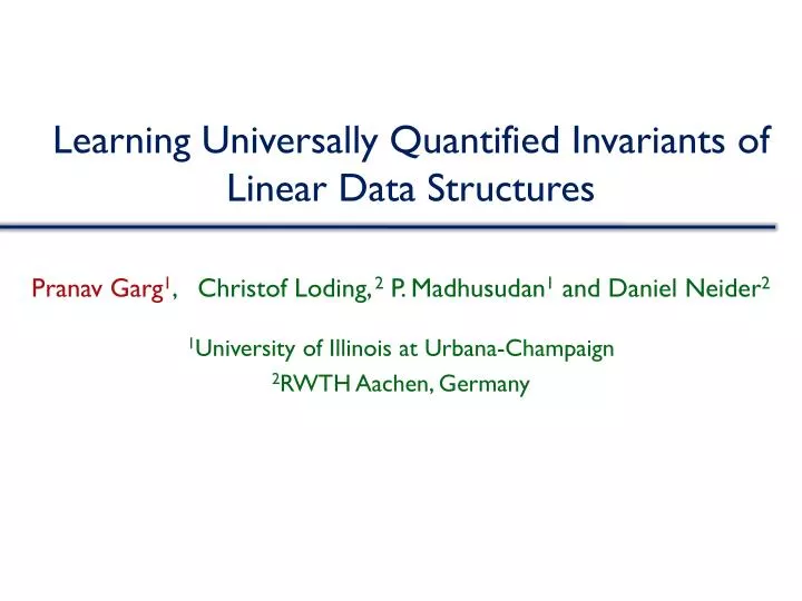 learning universally quantified invariants of linear data structures