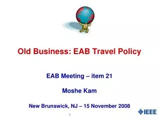 Old Business: EAB Travel Policy