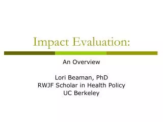 Impact Evaluation:
