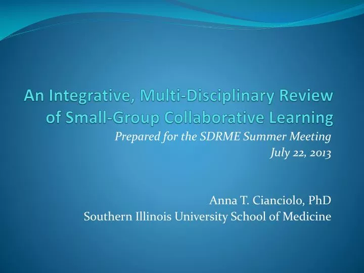 an integrative multi disciplinary review of small group collaborative learning