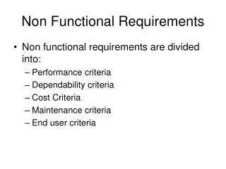 Non Functional Requirements