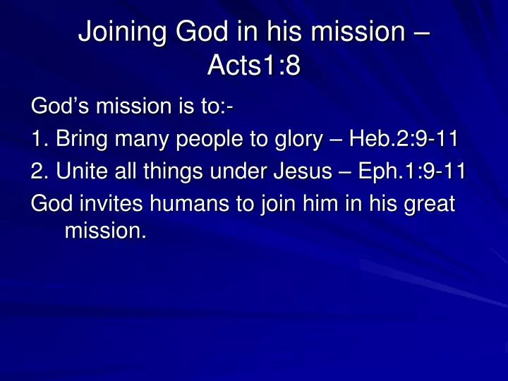 joining god in his mission acts1 8
