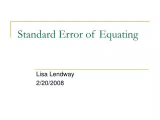 Standard Error of Equating