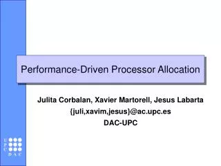 Performance-Driven Processor Allocation