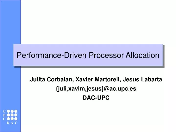 performance driven processor allocation