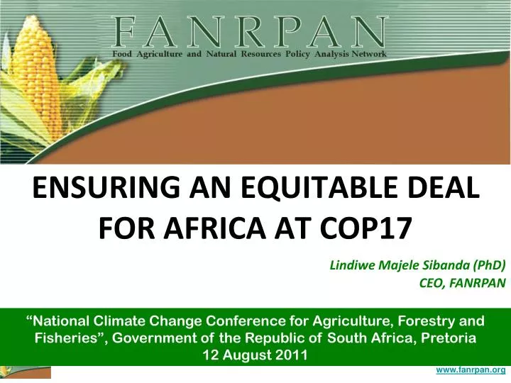 ensuring an equitable deal for africa at cop17