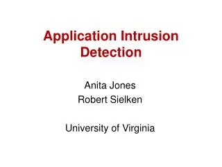 Application Intrusion Detection