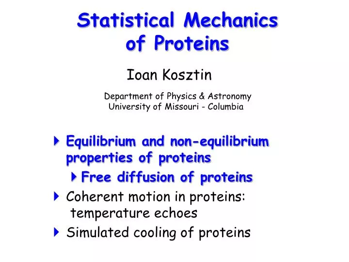statistical mechanics of proteins