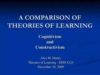 A COMPARISON OF THEORIES OF LEARNING Cognitivism and Constructivism