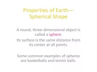 Properties of Earth — Spherical Shape