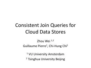 Consistent Join Queries for Cloud Data Stores