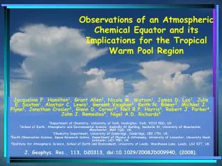 Observations of an Atmospheric Chemical Equator and its Implications for the Tropical Warm Pool Region
