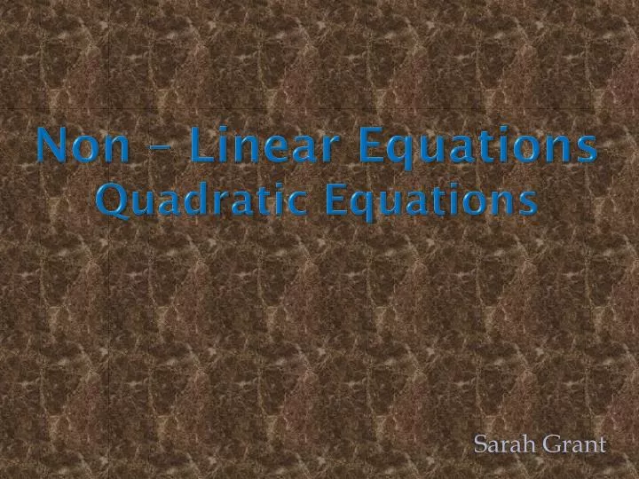 non linear equations quadratic equations