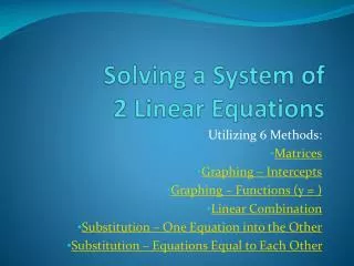 Solving a System of 2 Linear Equations