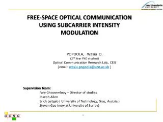 FREE-SPACE OPTICAL COMMUNICATION USING SUBCARRIER INTENSITY MODULATION