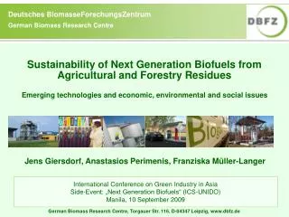 Sustainability of Next Generation Biofuels from Agricultural and Forestry Residues Emerging technologies and economic, e