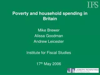 Poverty and household spending in Britain