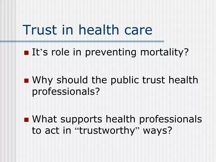 trust in health care