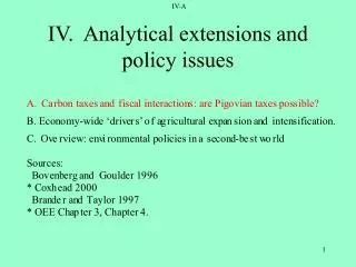 IV. Analytical extensions and policy issues