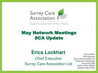 May Network Meetings SCA Update