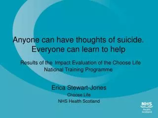 Erica Stewart-Jones Choose Life NHS Health Scotland